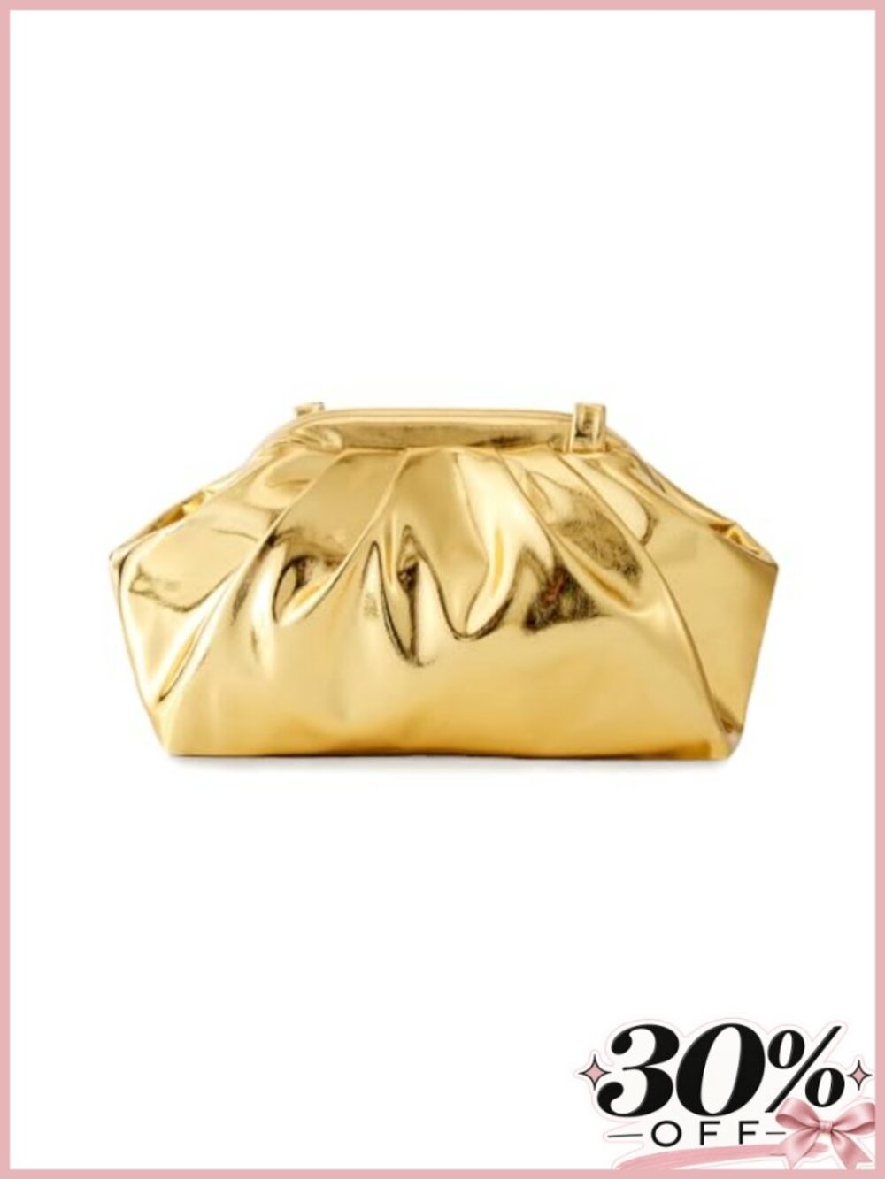 Pleated Evening Clutch Purse Metallic Vegan PU Shoulder Bag Cloud Design